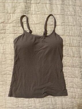 Klassy Network Brown Tank Top with Built-in Bra